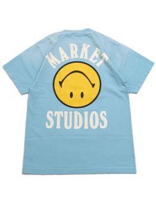画像1: MARKET SMILEY UPSIDE DOWN LOCKUP TEE RETRO BLUE (1)