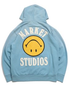 画像1: 【送料無料】MARKET SMILEY UPSIDE DOWN LOCKUP HOODIE RETRO BL (1)