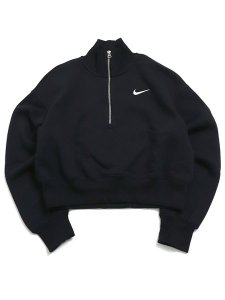 画像1: NIKE WMNS NSW PHNX FLC QZ CROP-BLACK/SAIL (1)