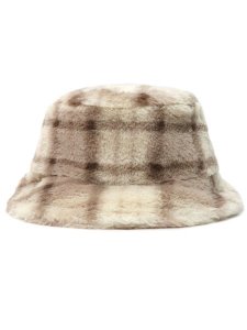 画像3: 【送料無料】KANGOL FAUX FUR BUCKET-BEIGE MULTI PLAID (3)
