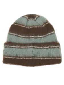 画像2: KANGOL FUZZY STRIPE BEANIE BROWN (2)