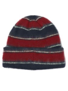 画像2: KANGOL FUZZY STRIPE BEANIE NAVY (2)