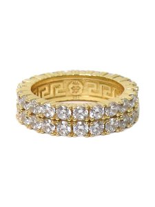 画像1: 【送料無料】KING ICE DOUBLE-ROW BRILLIANT-CUT GD VERMEIL RING (1)
