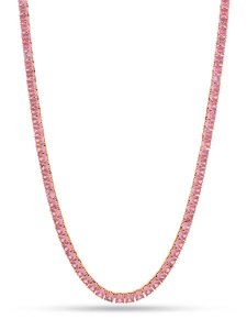 画像1: 【送料無料】KING ICE PINK TENNIS CHAIN 18" ROSE GOLD GD PLATED (1)