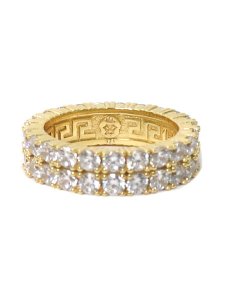 画像2: 【送料無料】KING ICE DOUBLE-ROW BRILLIANT-CUT GD VERMEIL RING (2)