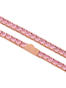 画像2: 【送料無料】KING ICE PINK TENNIS CHAIN 18" ROSE GOLD GD PLATED (2)