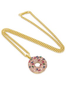 画像1: 【送料無料】KING ICE PINK DONUT 2.2" NECKLACE (1)