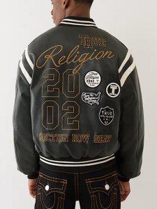 画像9: 【送料無料】TRUE RELIGION RETRO VARSITY JACKET BLACK (9)