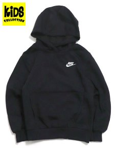 画像1: 【KIDS】NIKE YTH NSW CLUB FLC HOODIE LBR-BLACK/WHITE (1)