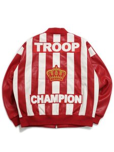 画像1: 【送料無料】TROOP CHAMPION FAUX LEATHER JACKET RED/WHITE (1)