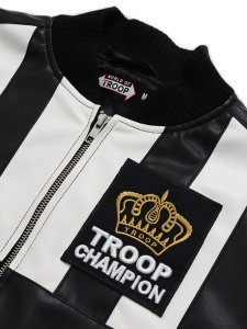 画像3: 【送料無料】TROOP CHAMPION FAUX LEATHER JACKET BLACK/WHITE (3)