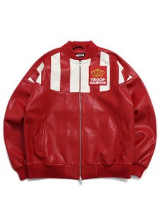 画像2: 【送料無料】TROOP CHAMPION FAUX LEATHER JACKET RED/WHITE (2)