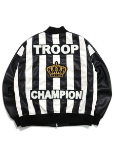 画像1: 【送料無料】TROOP CHAMPION FAUX LEATHER JACKET BLACK/WHITE (1)