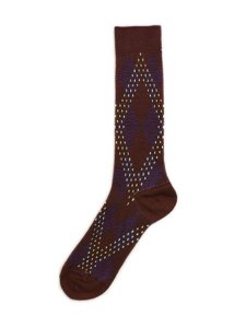 画像1: WHIMSY SOCKS BIG ARGYLE SOCKS BROWN (1)