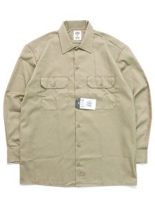 画像1: DICKIES L/S WORK SHIRT-MILITARY KHAKI (1)