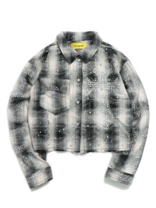 画像1: 【送料無料】GUAPI WMNS CLOUD GREY CROPPED FLANNEL JACKET (1)