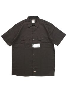 画像1: DICKIES S/S WORK SHIRT-DARK BROWN (1)