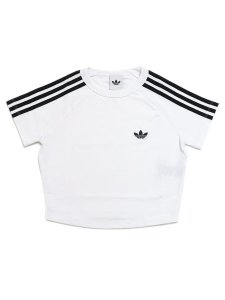 画像1: ADIDAS WMNS 3-STRIPES BABY TEE-WHITE/WHITE/BLACK (1)