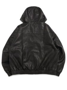画像2: 【送料無料】FUBU FAUX LEATHER SHORT HOODED JACKET BLACK (2)