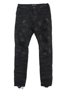 画像1: 【送料無料】PURPLE BRAND BLACK OIL SPILL JEAN (1)