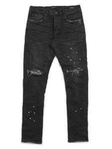 画像1: 【送料無料】PURPLE BRAND BLACK OVER SPRAY JEAN (1)