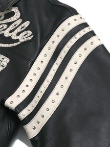 画像4: 【送料無料】PELLE PELLE ENCRUSTED VARSITY JACKET BLACK/IVORY (4)