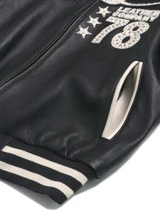 画像5: 【送料無料】PELLE PELLE ENCRUSTED VARSITY JACKET BLACK/IVORY (5)