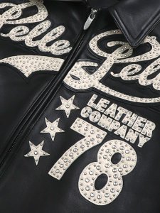 画像3: 【送料無料】PELLE PELLE ENCRUSTED VARSITY JACKET BLACK/IVORY (3)