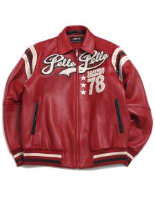 画像1: 【送料無料】PELLE PELLE ENCRUSTED VARSITY JACKET CABERNET/BLACK (1)