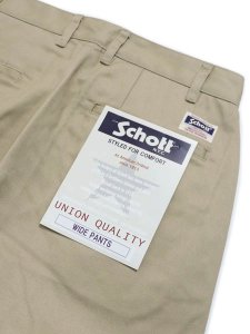 画像5: 【送料無料】SCHOTTTC TC DOUBLE PLEATED WIDE PANTS KHAKI (5)