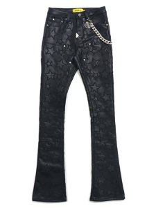 画像1: 【送料無料】GUAPI OBSIDIAN BLACK STARS LEATHER PANT (1)
