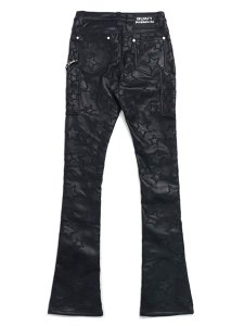 画像2: 【送料無料】GUAPI OBSIDIAN BLACK STARS LEATHER PANT (2)