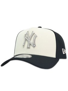 画像1: NEW ERA 9FORTY A-FRAME PEARL BADGE NYY BLACK/CHROME WHITE (1)