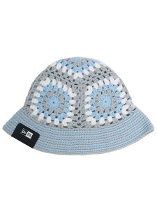 画像1: NEW ERA CROCHET KNIT BUCKET BLUE/GREY/WHITE (1)
