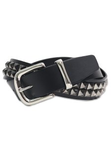 画像1: RAISE8 APPAREL 34MM STUDS GENUINE LEATHER BELT BLACK/SILVER (1)