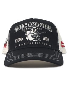 画像2: 【送料無料】TRUE RELIGION VARSITY TRUCKER HAT BLACK/WHITE (2)