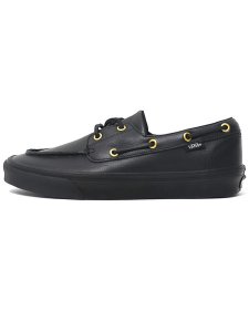 画像1: 【送料無料】VANS 2-EYELET BOAT SHOE LEATHER BLACK (1)