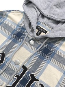 画像3: 【送料無料】TRUE RELIGION HOODED FLANNEL SHIRT WINTER WHITE/BLUE (3)