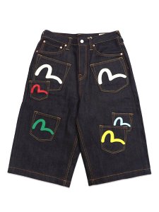 画像1: 【送料無料】EVISU HT,MULTI POCKET DENIM SHORT RAW INDIGO (1)