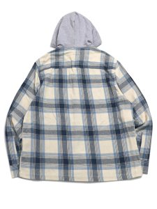 画像2: 【送料無料】TRUE RELIGION HOODED FLANNEL SHIRT WINTER WHITE/BLUE (2)