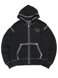 画像1: 【送料無料】TRUE RELIGION SUPER QT BOXY ZIP HOODIE JET BLACK (1)