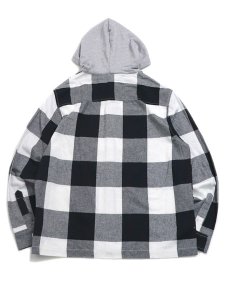画像2: 【送料無料】TRUE RELIGION HOODED FLANNEL SHIRT BLACK/WHITE (2)
