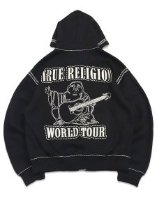 画像2: 【送料無料】TRUE RELIGION SUPER QT BOXY ZIP HOODIE JET BLACK (2)