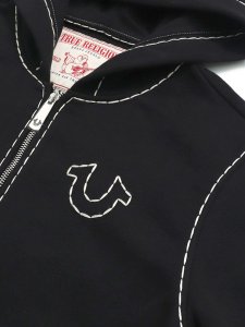 画像3: 【送料無料】TRUE RELIGION HORSESHOE APPLIQUE SUPER T FLEECE HOODIE JET BLACK (3)