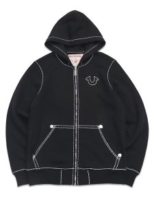 画像2: 【送料無料】TRUE RELIGION HORSESHOE APPLIQUE SUPER T FLEECE HOODIE JET BLACK (2)