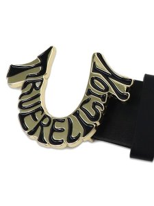 画像2: 【送料無料】TRUE RELIGION TR HORSESHOE BUCKLE BELT BLACK/GOLD (2)