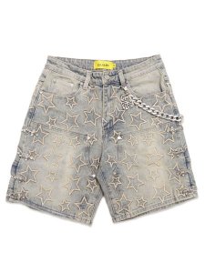 画像1: 【送料無料】GUAPI VINTAGE BLUE STARS DENIM SHORTS (1)