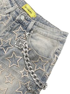 画像3: 【送料無料】GUAPI VINTAGE BLUE STARS DENIM SHORTS (3)