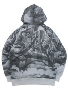 画像2: 【送料無料】PRO CLUB MISTER CARTOON TATTOO PULLOVER HOODIE HEATHER GREY (2)