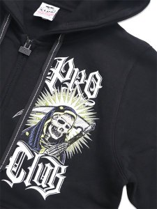 画像3: 【送料無料】PRO CLUB MISTER CARTOON CLOCKWORK BLACK ZIPUP HOODIE BLACK (3)